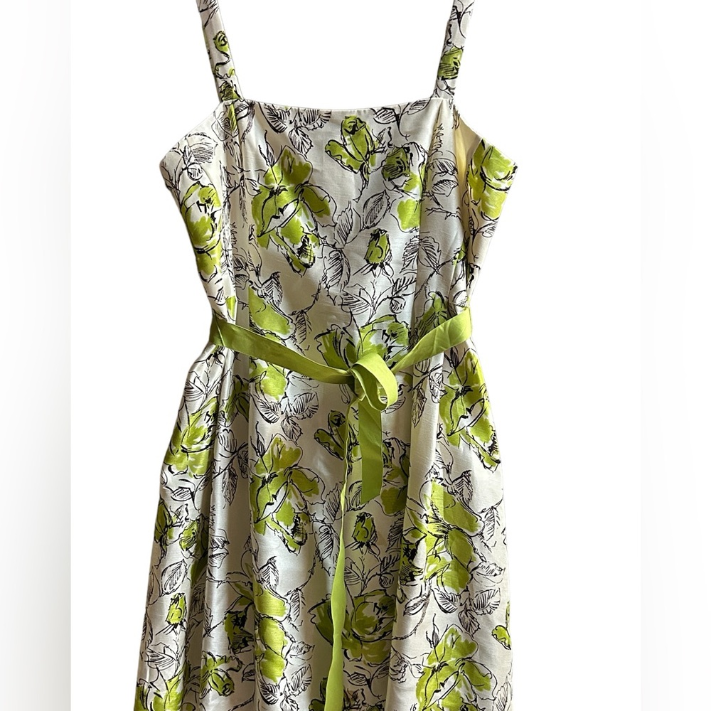 Jessica Howard Size 16 White/Light Green Floral Fit and Flare Dress,